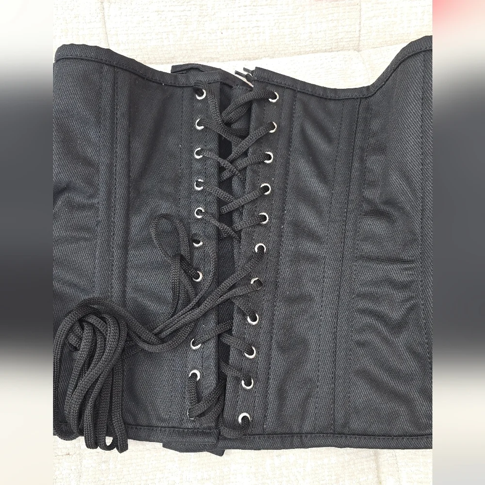 Heavy Duty Steel Boned Black Corset Waist Trainer - Picture 3 of 7
